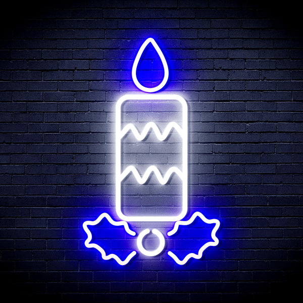 advpro-christmas-candle-ultra-bright-led-neon-sign-fnu0156 - White & Blue