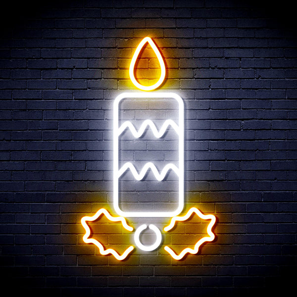 advpro-christmas-candle-ultra-bright-led-neon-sign-fnu0156 - White & Golden Yellow