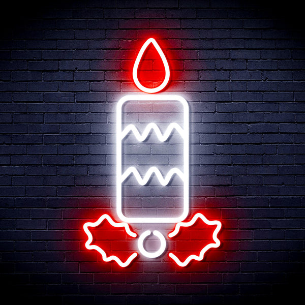 advpro-christmas-candle-ultra-bright-led-neon-sign-fnu0156 - White & Red