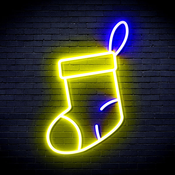 advpro-christmas-sock-ultra-bright-led-neon-sign-fnu0160 - Blue & Yellow
