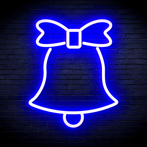 advpro-christmas-bell-with-ribbon-ultra-bright-led-neon-sign-fnu0161 - Blue