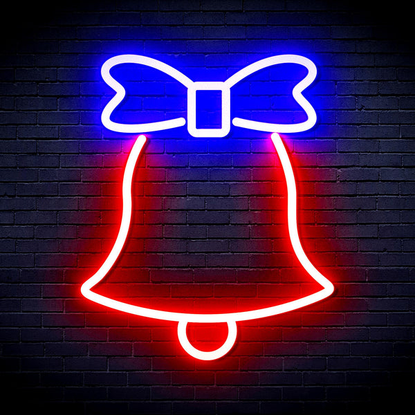 advpro-christmas-bell-with-ribbon-ultra-bright-led-neon-sign-fnu0161 - Blue & Red