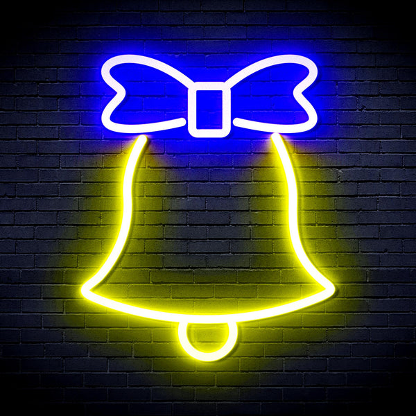 advpro-christmas-bell-with-ribbon-ultra-bright-led-neon-sign-fnu0161 - Blue & Yellow