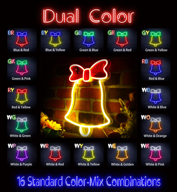 advpro-christmas-bell-with-ribbon-ultra-bright-led-neon-sign-fnu0161 - Dual-Color