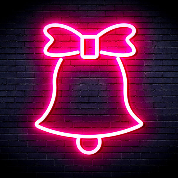 advpro-christmas-bell-with-ribbon-ultra-bright-led-neon-sign-fnu0161 - Pink
