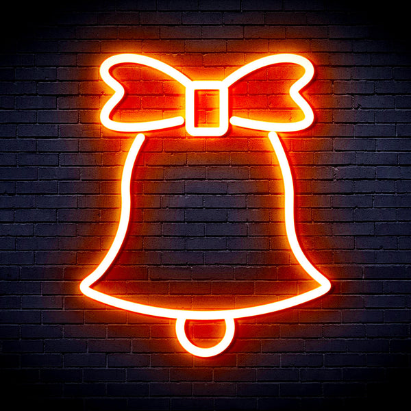 advpro-christmas-bell-with-ribbon-ultra-bright-led-neon-sign-fnu0161 - Orange