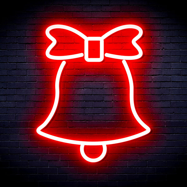 advpro-christmas-bell-with-ribbon-ultra-bright-led-neon-sign-fnu0161 - Red