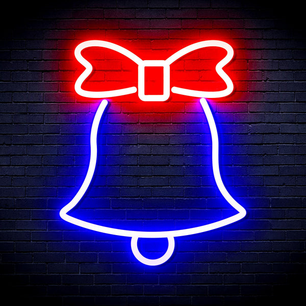 advpro-christmas-bell-with-ribbon-ultra-bright-led-neon-sign-fnu0161 - Red & Blue