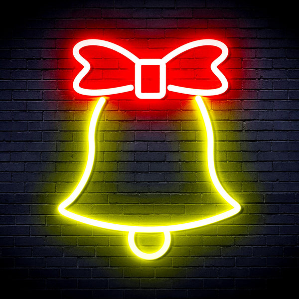 advpro-christmas-bell-with-ribbon-ultra-bright-led-neon-sign-fnu0161 - Red & Yellow