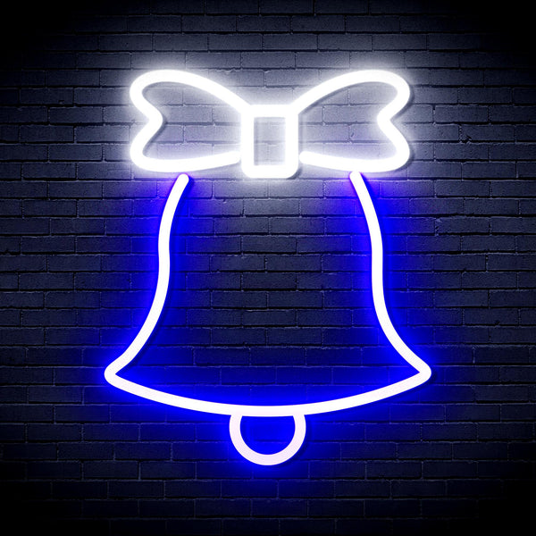 advpro-christmas-bell-with-ribbon-ultra-bright-led-neon-sign-fnu0161 - White & Blue