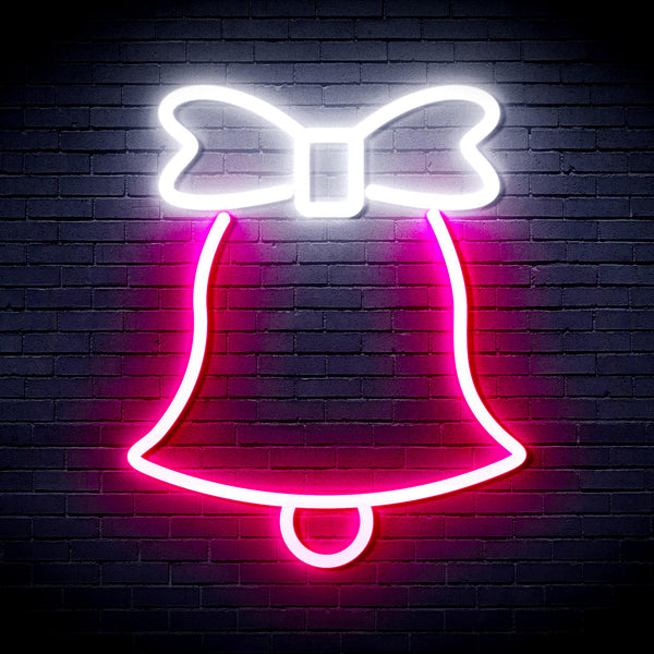 advpro-christmas-bell-with-ribbon-ultra-bright-led-neon-sign-fnu0161 - White & Pink