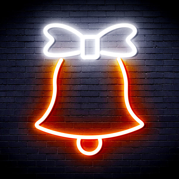 advpro-christmas-bell-with-ribbon-ultra-bright-led-neon-sign-fnu0161 - White & Orange