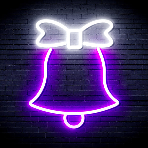 advpro-christmas-bell-with-ribbon-ultra-bright-led-neon-sign-fnu0161 - White & Purple