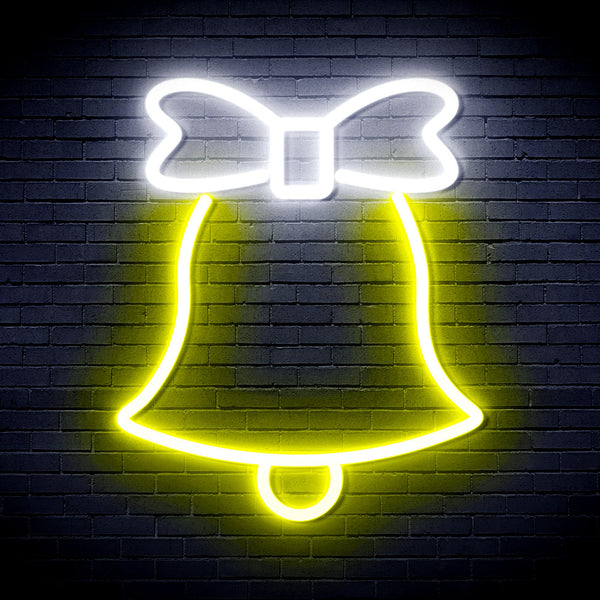 advpro-christmas-bell-with-ribbon-ultra-bright-led-neon-sign-fnu0161 - White & Yellow