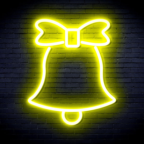 advpro-christmas-bell-with-ribbon-ultra-bright-led-neon-sign-fnu0161 - Yellow