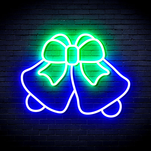 advpro-christmas-bell-with-ribbon-ultra-bright-led-neon-sign-fnu0162 - Green & Blue