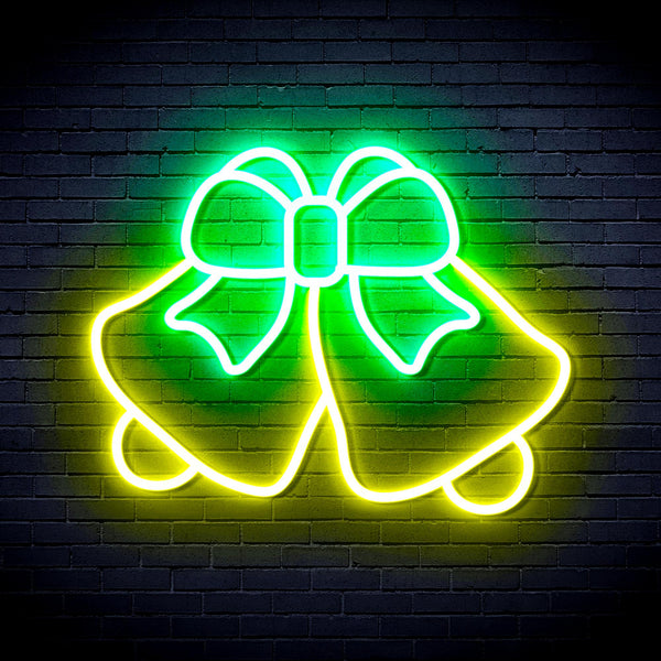 advpro-christmas-bell-with-ribbon-ultra-bright-led-neon-sign-fnu0162 - Green & Yellow