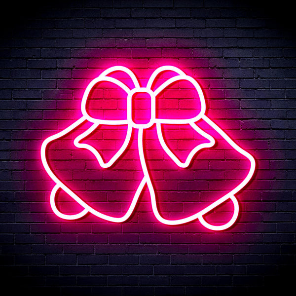 advpro-christmas-bell-with-ribbon-ultra-bright-led-neon-sign-fnu0162 - Pink