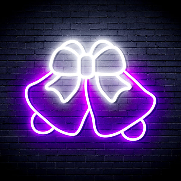advpro-christmas-bell-with-ribbon-ultra-bright-led-neon-sign-fnu0162 - White & Purple