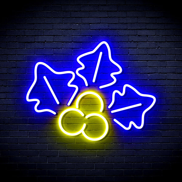 advpro-christmas-holly-ultra-bright-led-neon-sign-fnu0165 - Blue & Yellow