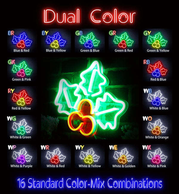 advpro-christmas-holly-ultra-bright-led-neon-sign-fnu0165 - Dual-Color