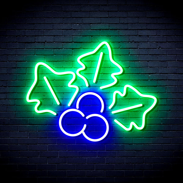 advpro-christmas-holly-ultra-bright-led-neon-sign-fnu0165 - Green & Blue