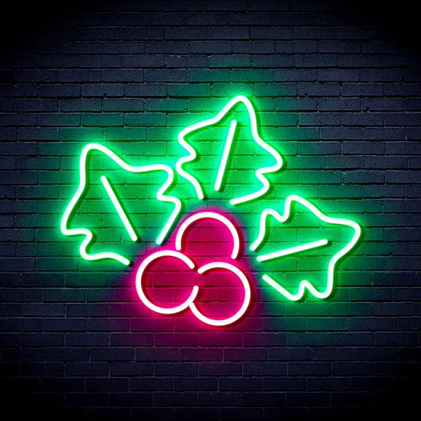 advpro-christmas-holly-ultra-bright-led-neon-sign-fnu0165 - Green & Pink