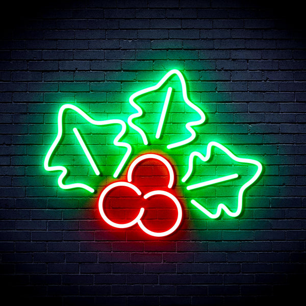 advpro-christmas-holly-ultra-bright-led-neon-sign-fnu0165 - Green & Red