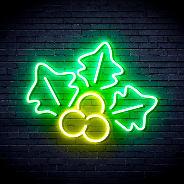 advpro-christmas-holly-ultra-bright-led-neon-sign-fnu0165 - Green & Yellow