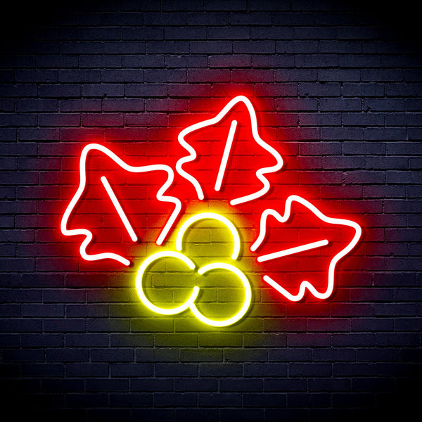 advpro-christmas-holly-ultra-bright-led-neon-sign-fnu0165 - Red & Yellow