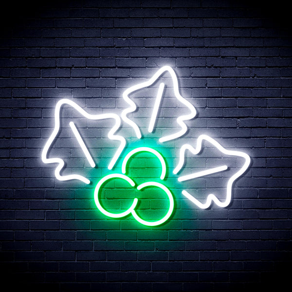 advpro-christmas-holly-ultra-bright-led-neon-sign-fnu0165 - White & Green