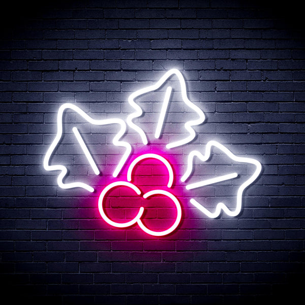 advpro-christmas-holly-ultra-bright-led-neon-sign-fnu0165 - White & Pink