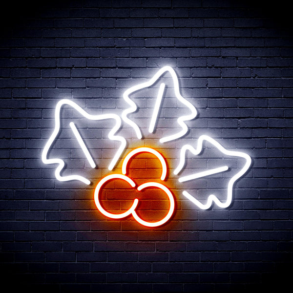 advpro-christmas-holly-ultra-bright-led-neon-sign-fnu0165 - White & Orange