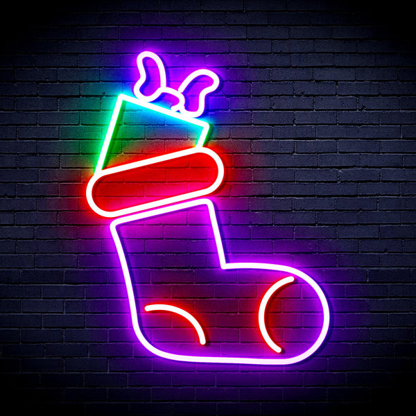advpro-christmas-sock-with-present-ultra-bright-led-neon-sign-fnu0166 - Multi-Color 5