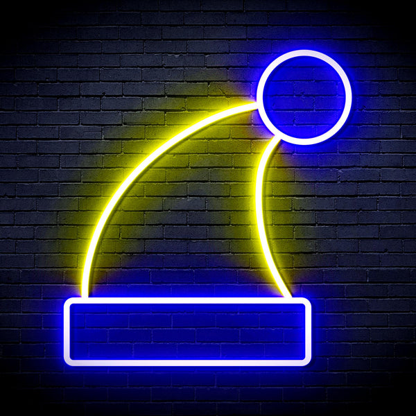 advpro-christmas-hat-ultra-bright-led-neon-sign-fnu0168 - Blue & Yellow