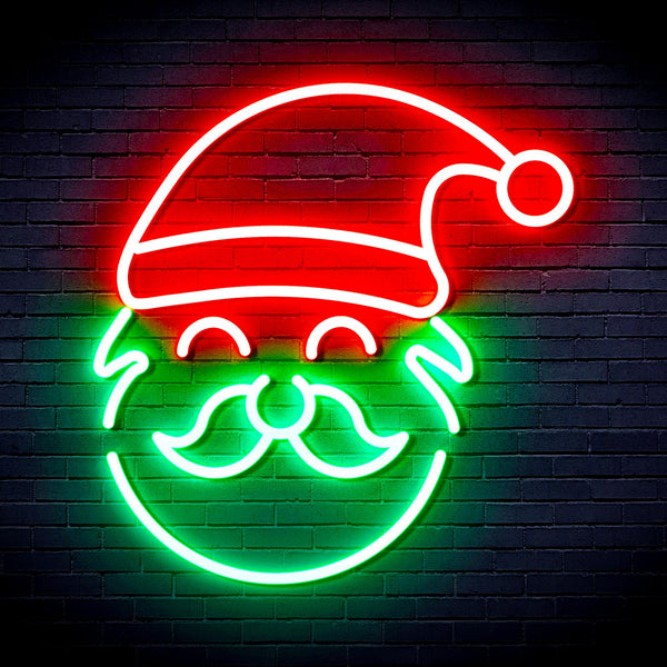 advpro-santa-claus-face-ultra-bright-led-neon-sign-fnu0172 - Green & Red