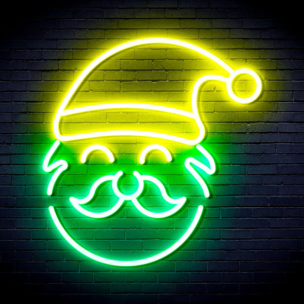 advpro-santa-claus-face-ultra-bright-led-neon-sign-fnu0172 - Green & Yellow