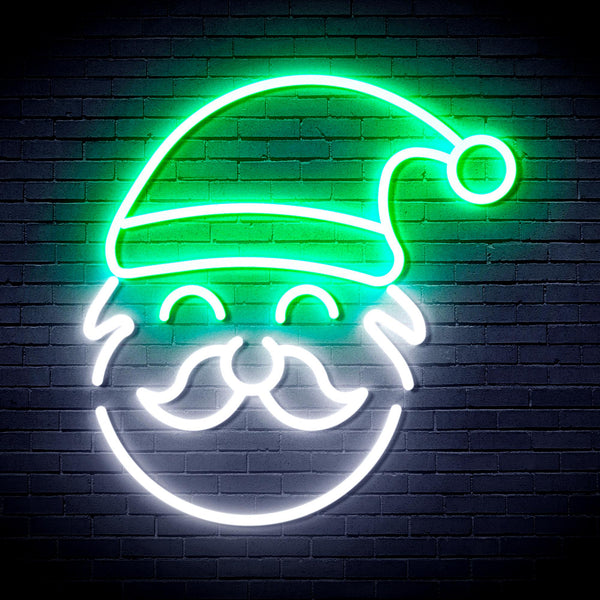 advpro-santa-claus-face-ultra-bright-led-neon-sign-fnu0172 - White & Green