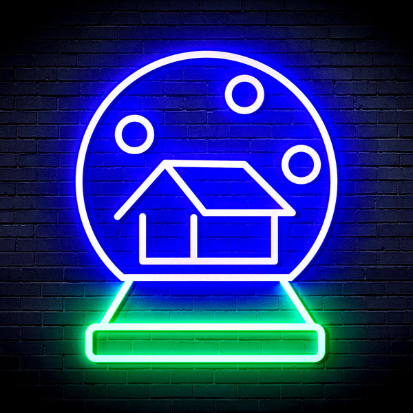 advpro-house-with-snowflake-ultra-bright-led-neon-sign-fnu0174 - Green & Blue