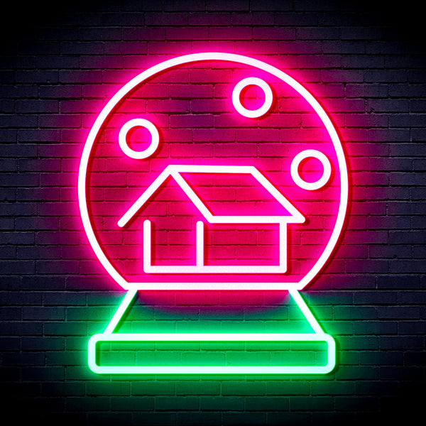 advpro-house-with-snowflake-ultra-bright-led-neon-sign-fnu0174 - Green & Pink