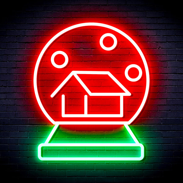 advpro-house-with-snowflake-ultra-bright-led-neon-sign-fnu0174 - Green & Red