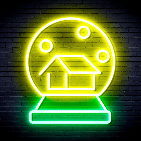 advpro-house-with-snowflake-ultra-bright-led-neon-sign-fnu0174 - Green & Yellow