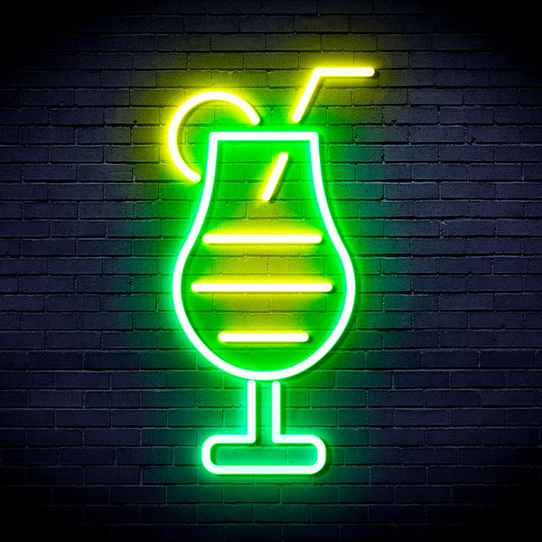 advpro-cocktail-drinks-ultra-bright-led-neon-sign-fnu0177 - Green & Yellow