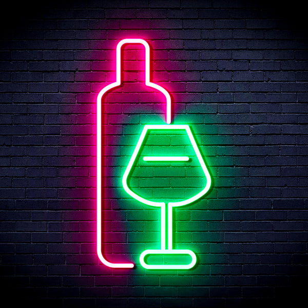advpro-wine-bottle-with-glass-ultra-bright-led-neon-sign-fnu0178 - Green & Pink