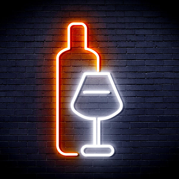 advpro-wine-bottle-with-glass-ultra-bright-led-neon-sign-fnu0178 - White & Orange