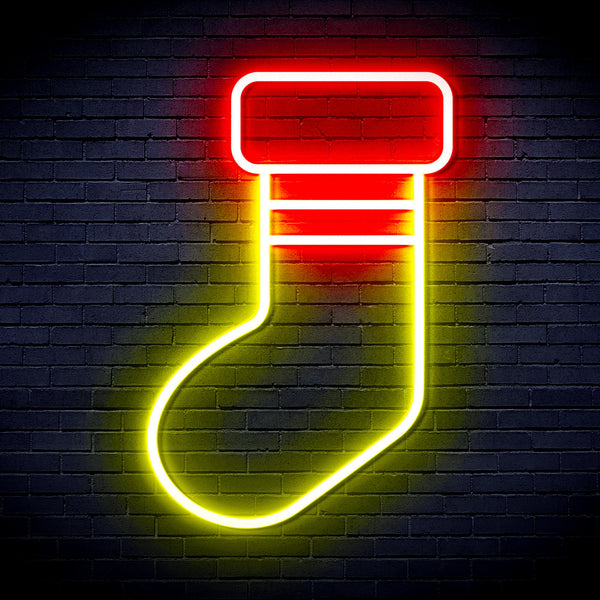 advpro-christmas-sock-ultra-bright-led-neon-sign-fnu0181 - Red & Yellow