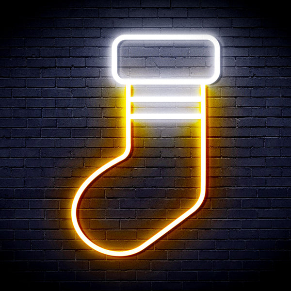 advpro-christmas-sock-ultra-bright-led-neon-sign-fnu0181 - White & Golden Yellow