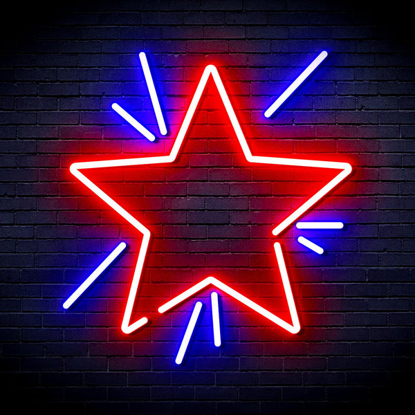 advpro-flashing-star-ultra-bright-led-neon-sign-fnu0183 - Blue & Red
