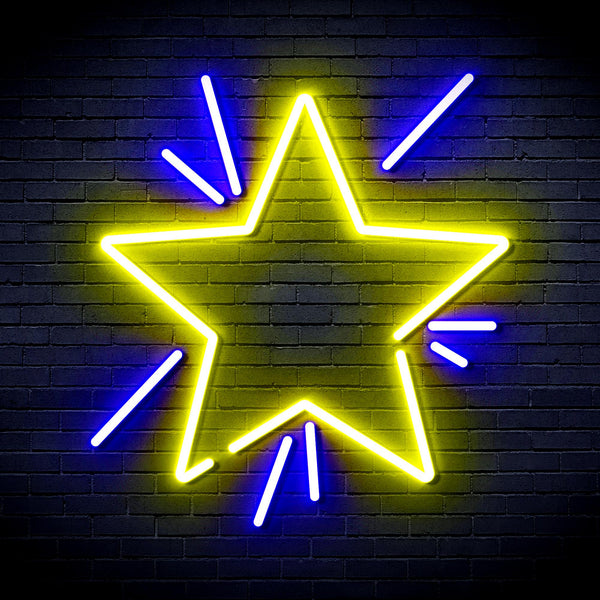 advpro-flashing-star-ultra-bright-led-neon-sign-fnu0183 - Blue & Yellow