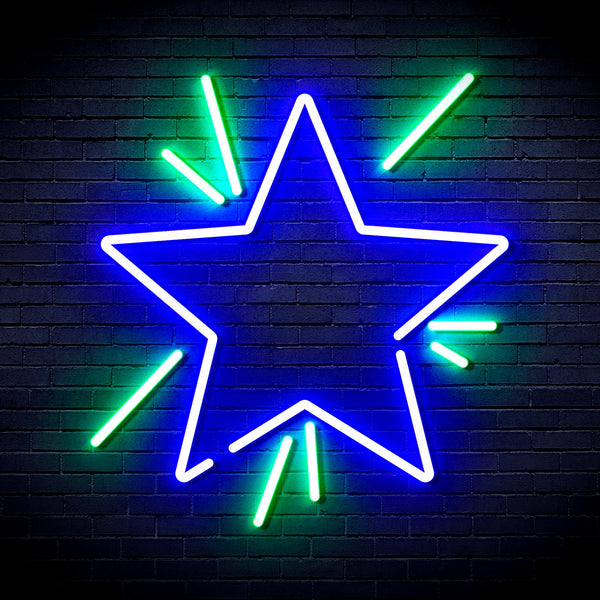 advpro-flashing-star-ultra-bright-led-neon-sign-fnu0183 - Green & Blue